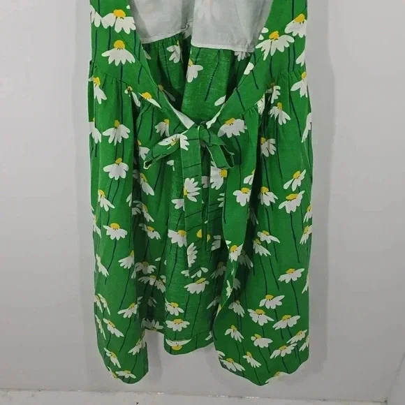 {Catherine Carr} 60s Women's Vintage Green Floral Print Apron Dress - Picture 9 of 13
